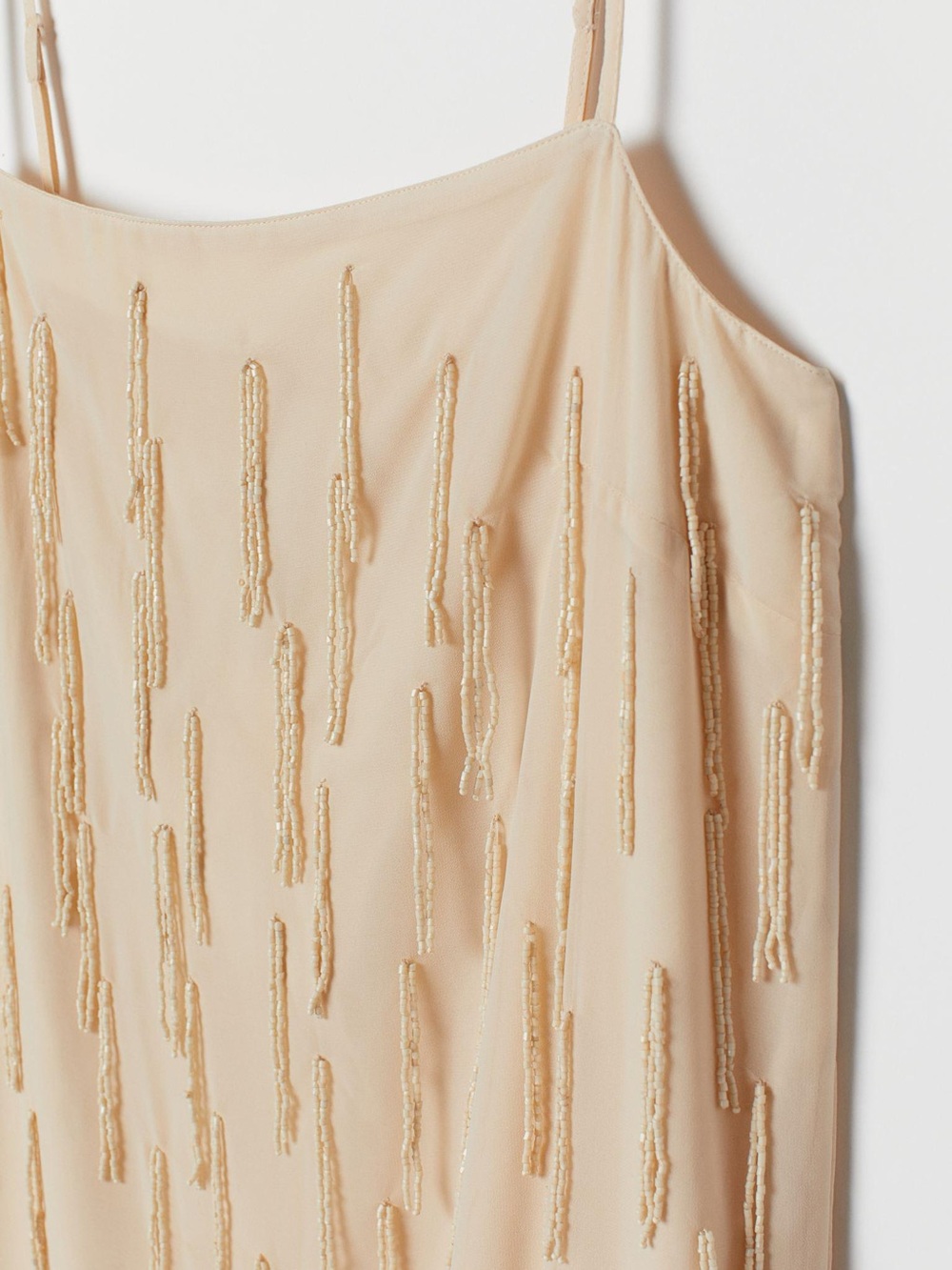 H&M Beige Beaded Midi Dress